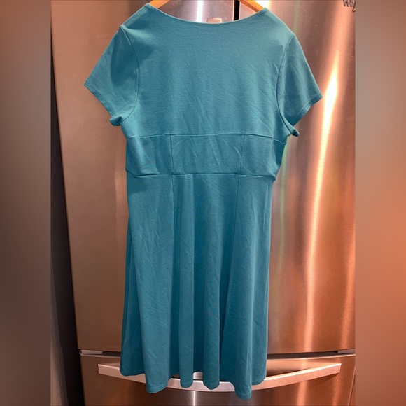 TORRID 1 Short Sleeves BLUE DRESS KNIT A LINE midi Sweetheart neck, Flared Skirt - Picture 9 of 14